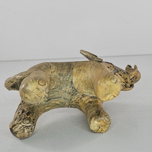 Crushed Oyster Shell Elephant Trunk Up Figurine Statue Handmade Folk Art Vintage - Picture 8 of 8